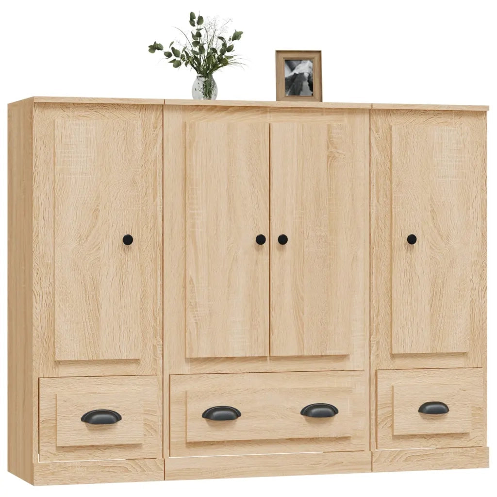 Credenze 3 pz Rovere Sonoma in Legno Multistrato 3185298