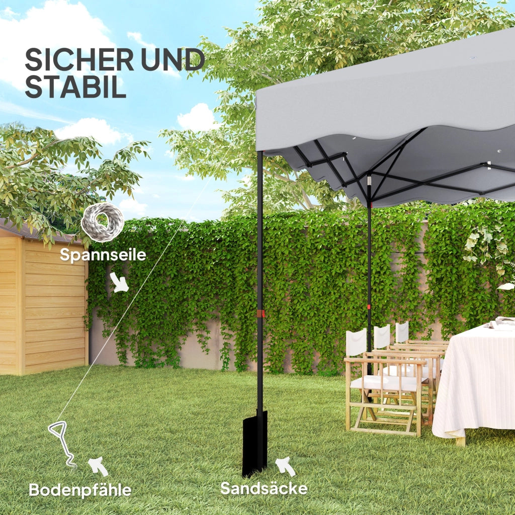 Gazebo da giardino 3x3 m pieghevole ¨C zephmum ¨C grigio chiaro metallo tessuto