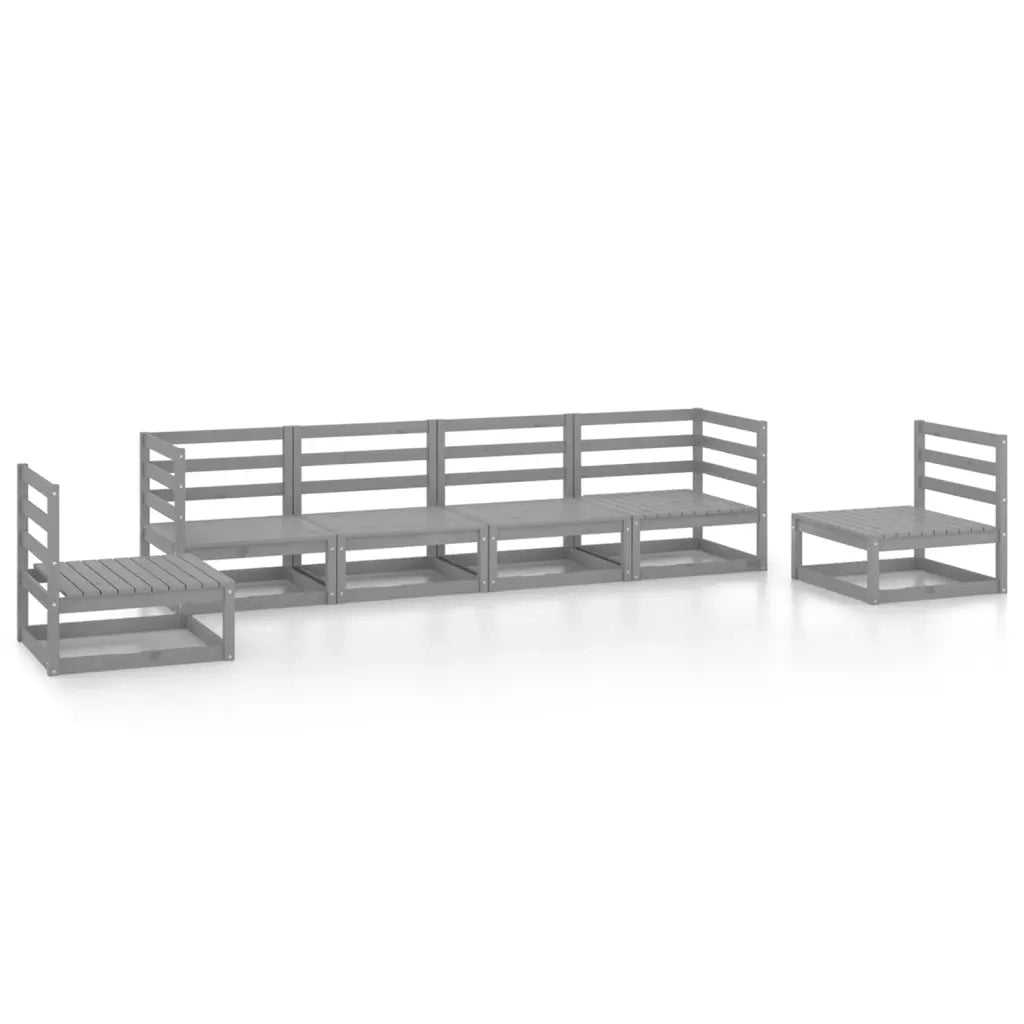 Set Divani da Giardino 6 pz Grigio in Legno Massello di Pino cod mxl 36322