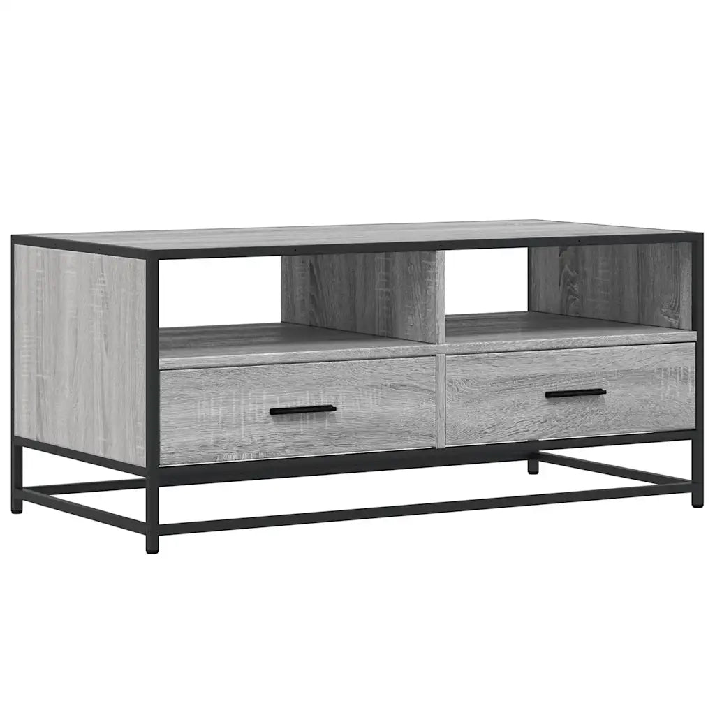 Tavolino Grigio Sonoma 100x50x45 cm Legno Multistrato e Metallo
