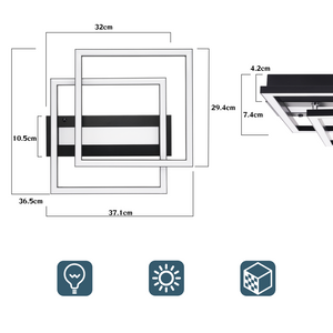 ZMH Lampada da soffitto LED 42W nera dimmerabile telecomando per cucina camera letto
