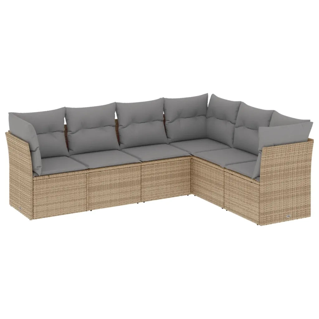 Set Divano da Giardino 6 pz con Cuscini Beige in Polyrattan 3217679