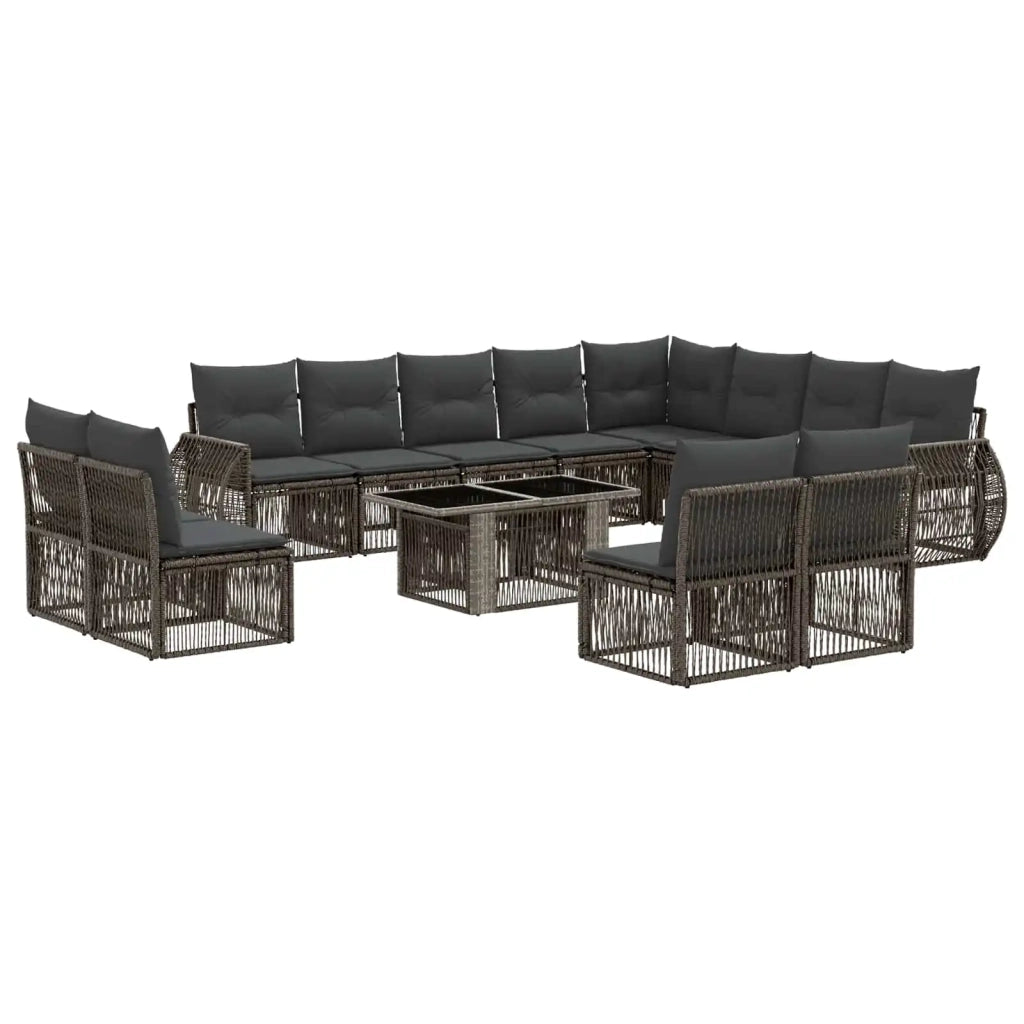 Set Divano da Giardino 13 pz Grigio e Grigio Scuro polyrattan 3437018
