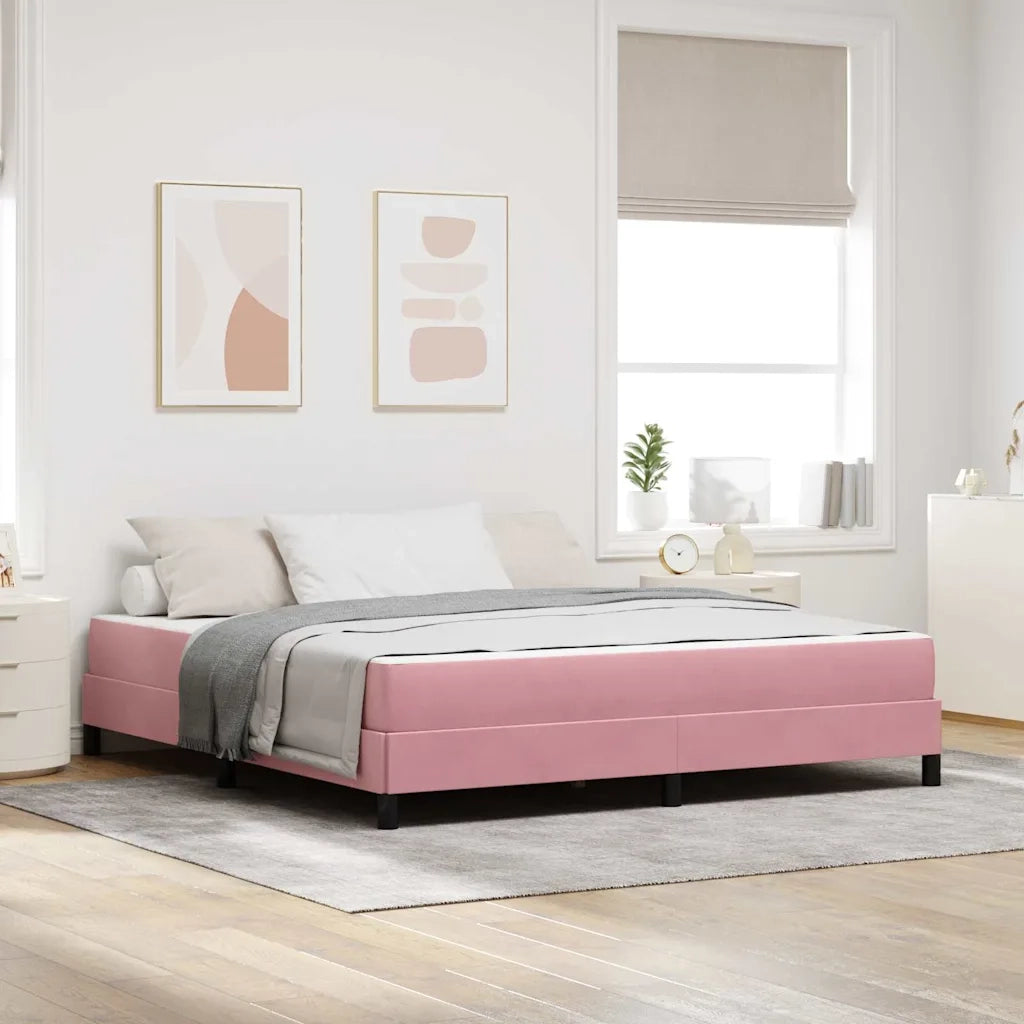 vidaXL Letto box spring con materasso Rosa 180 x 200 cm Velluto
