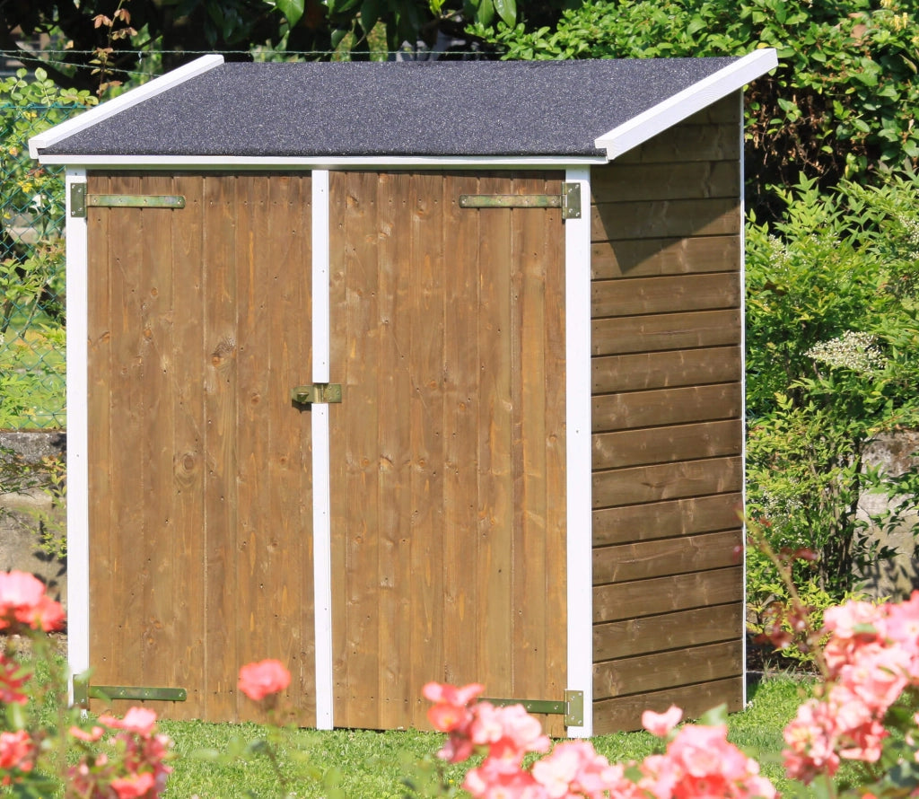 Casette Box da Giardino in Legno Porta Utensili 149x84x172 cm con 2 Porte Ecla Grigia