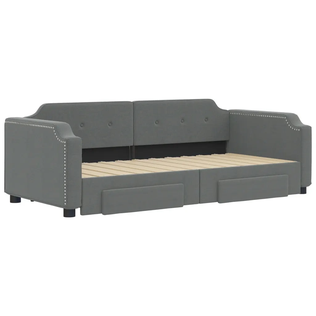 Divano Letto Estraibile Cassetti-Sofa Letto-Daybed Grigio Scuro 80x200cm Tessuto 822666