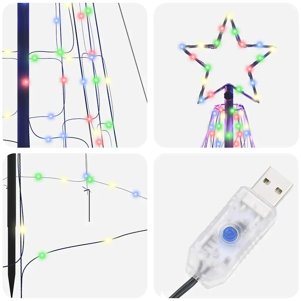 Albero di Natale LED con picchetti per il terreno 400 cm Ferro