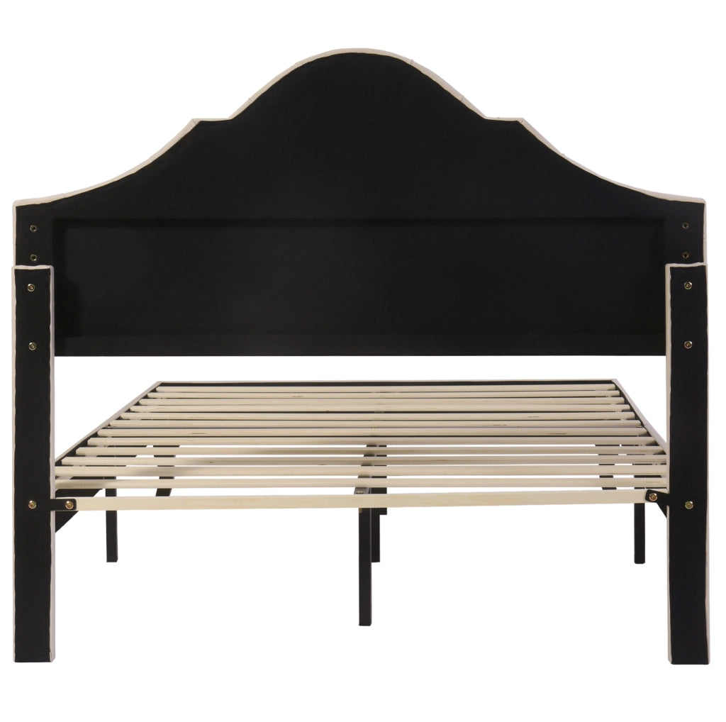 Letto imbottito 140x190 cm in velluto off white con rete