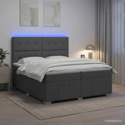 Letto Box Spring LED con Materasso Grigio Scuro 200 x 200 cm 3455683