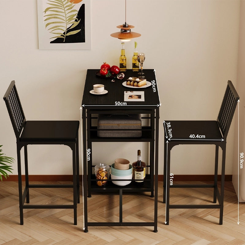 Set bar: tavolo + 2 sedie | nero | stile loft | per cucina/sala da pranzo