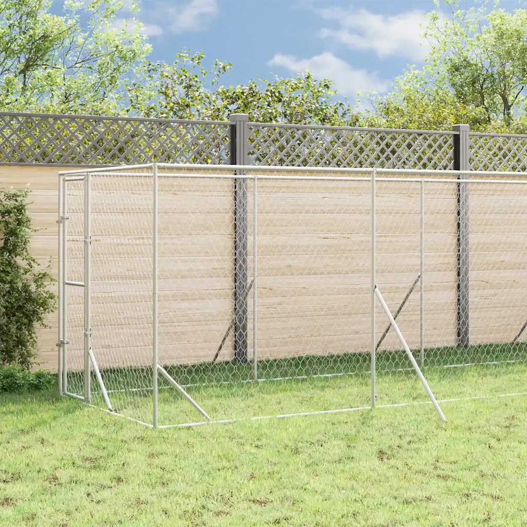 Cuccia Cani da Esterno Tetto Argento 2x14x2,5 m Acciaio Zincatocod mxl 69783