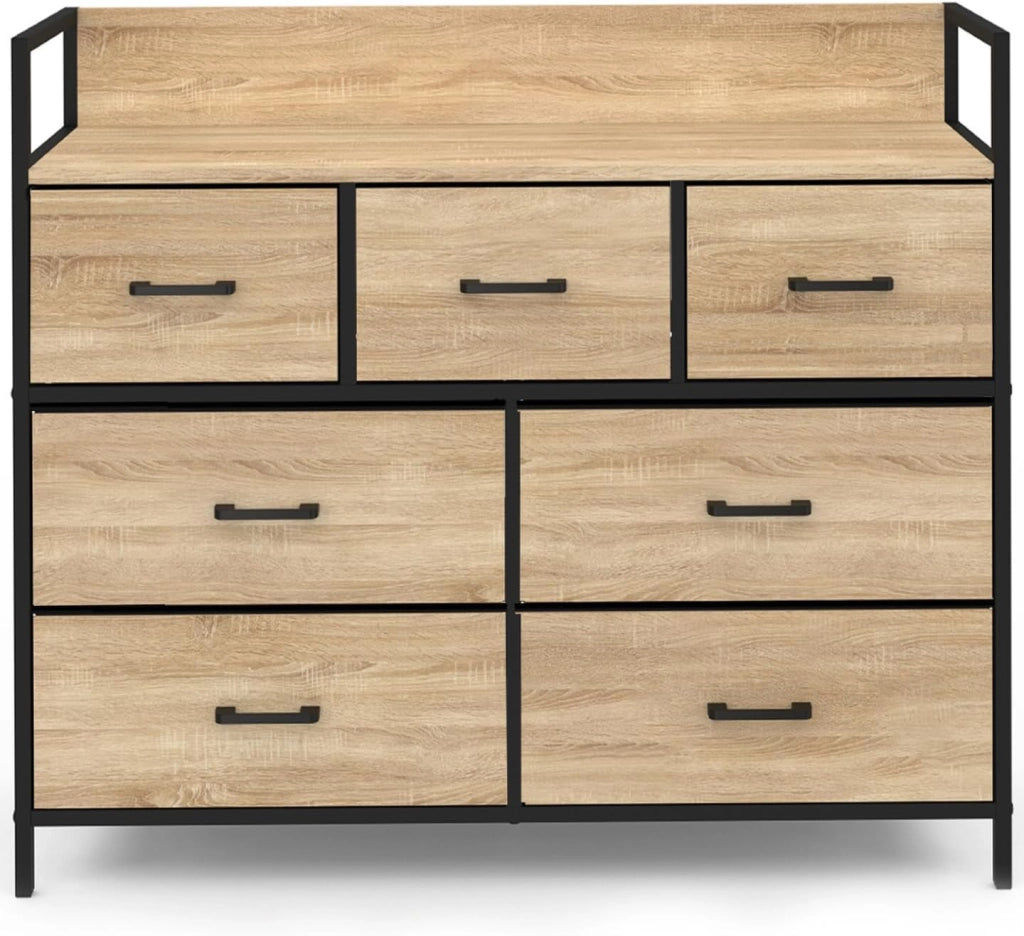 Baúl de tela de 7 cajones UTAH 100 cm mueble de almacenamiento de diseño industrial
