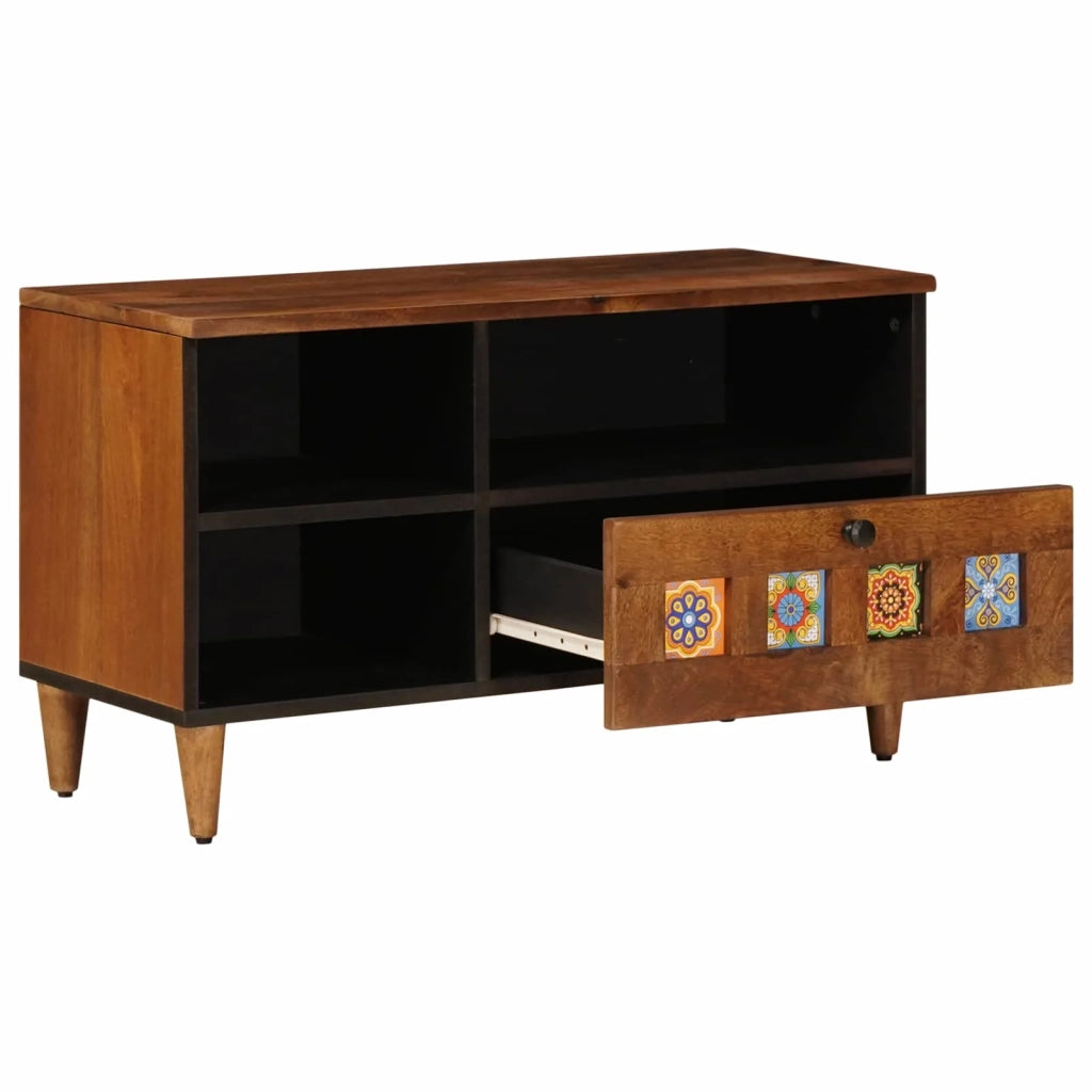Mobile TV Noce 80 x 33 x 46 cm Legno di mango massello 4018241