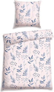 Set di lenzuola Aimee in cotone soffice con disegno a filigrana floreale, colore: rosa e blu, dimensioni: 135 x 200 cm + 80 x 80 cm
