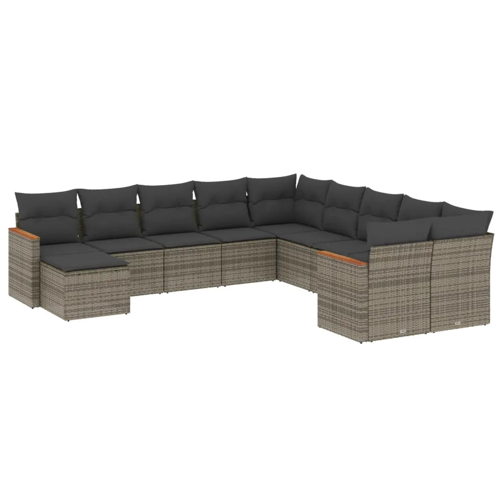 Set Divani da Giardino 11 pz con Cuscini in Polyrattan Grigio 3258973