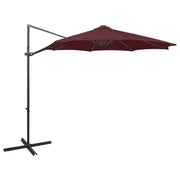 Ombrellone da giardino decentrato con palo e luci LED rosse 300 cm bordeaux 02_0008528