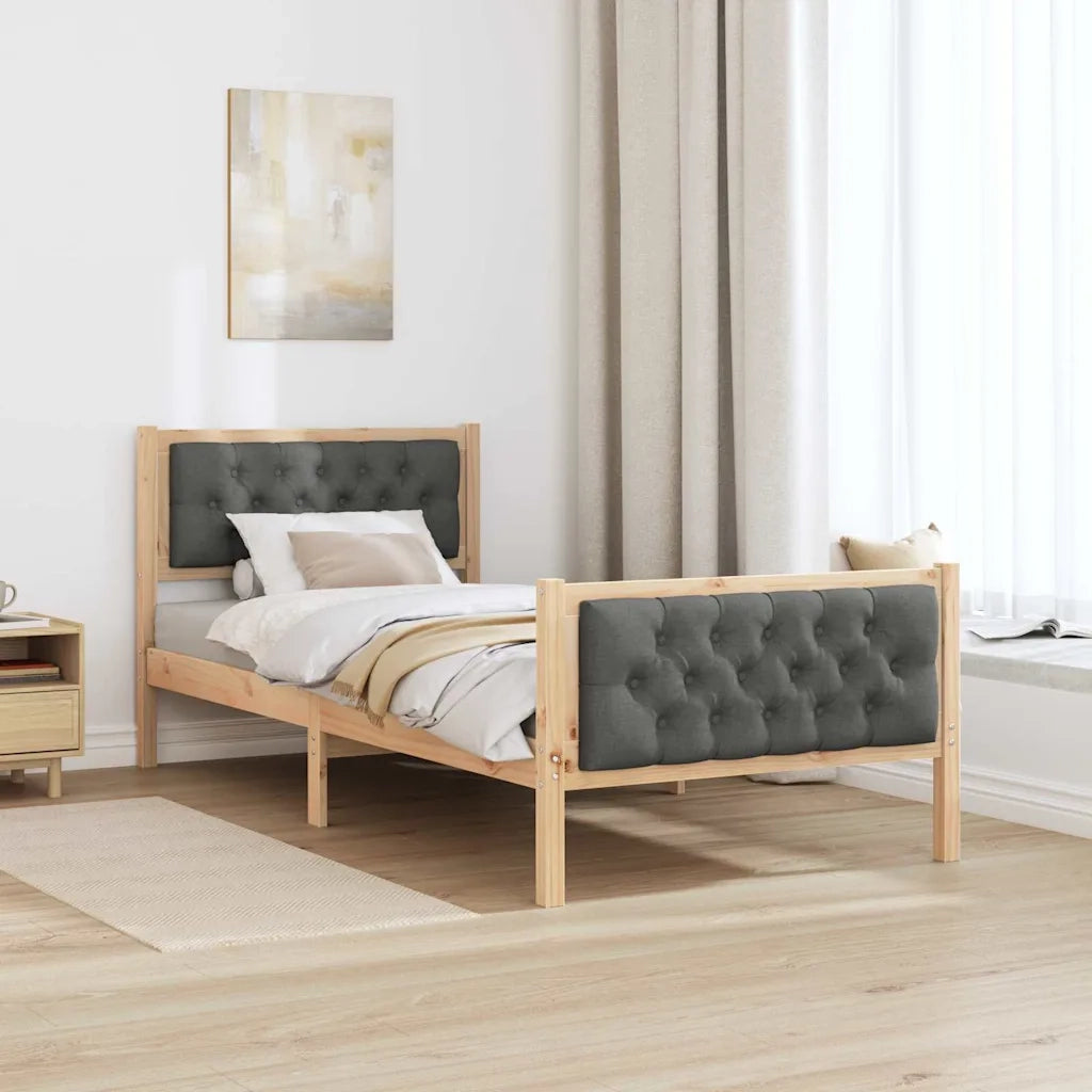 Struttura del letto Grigio scuro 90 x 200 cm Pino massello