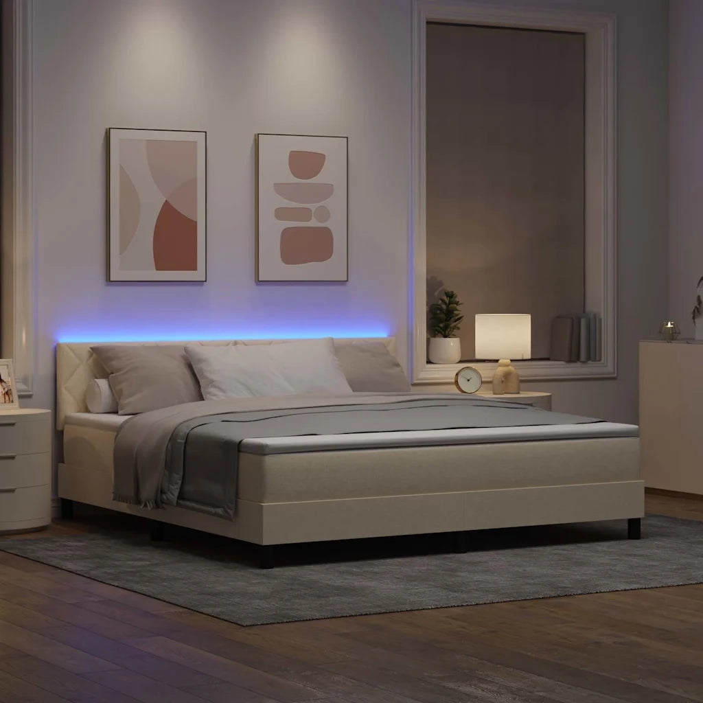 Letto a molle con materasso Crema 180 x 200 cm Tessuto 3342308