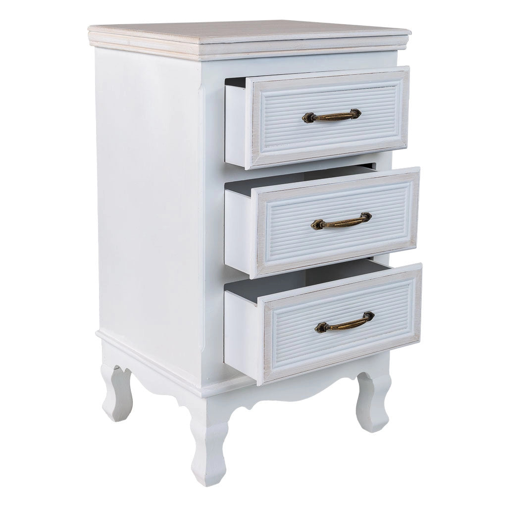 Comodino in legno bianco 40x29x42