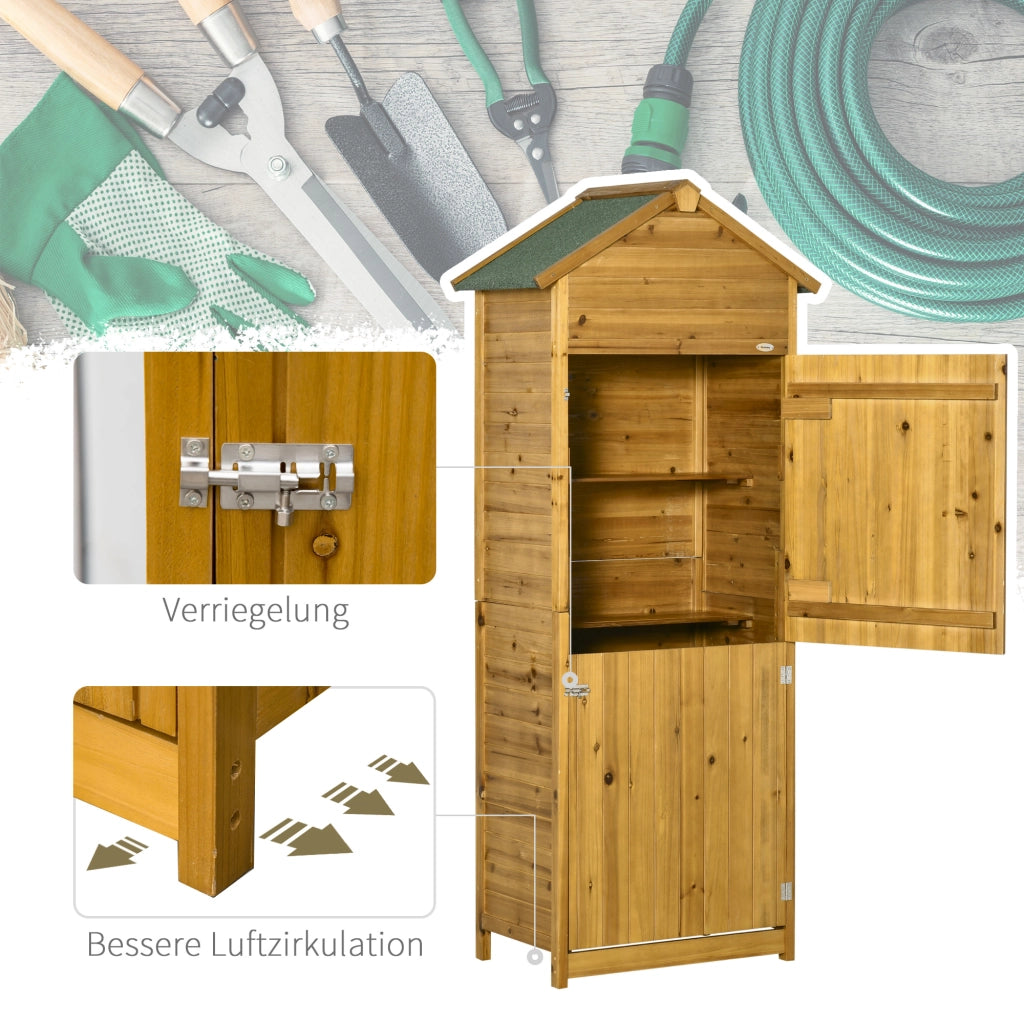 Armadio da giardino 2 ante 2 ripiani ¨C zephmum ¨C legno naturale 79x49x190cm