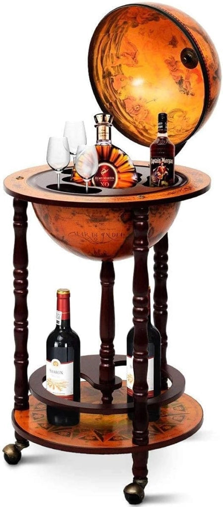 Mappamondo Bar, Legno, Marrone, ca. 45x45x88cm(LxBxH)