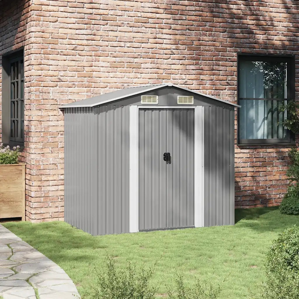 Capanno per Attrezzi in Metallo Grigio 204x132x186 cm cod mxl 51871