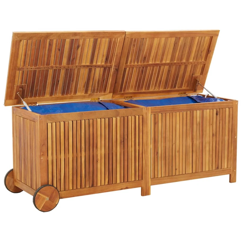 Baule da giardino con ruote 150 x 50 x 58 cm legno di acacia 02_0013065