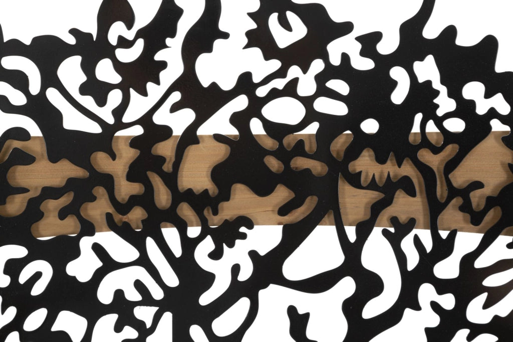 Pannello da Muro Tree Ferro e Wood Set 3pz 176x2x90 cm in Ferro e MDF Nero e Marrone