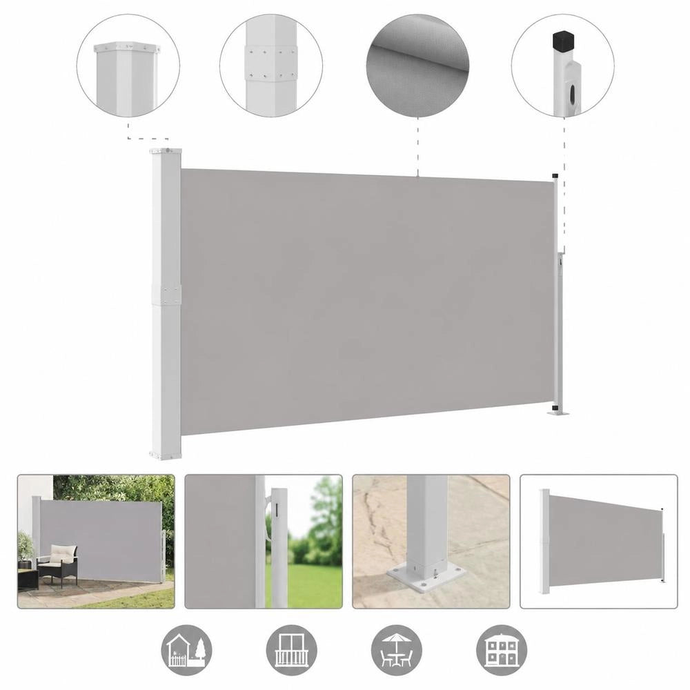 Extendable Side Awning 160x300 Cm Grey