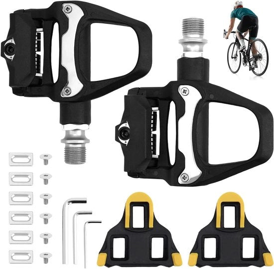 Pedali antislip per mountain bike e bicicletta da corsa - compatibili con SPD - 9/16 pollici cuscinetti a sfera - pedali clipless