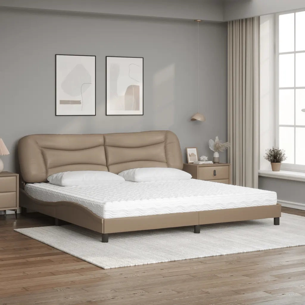Letto con Materasso Hvar Cappuccino 200x200cm Similpelle 3208749