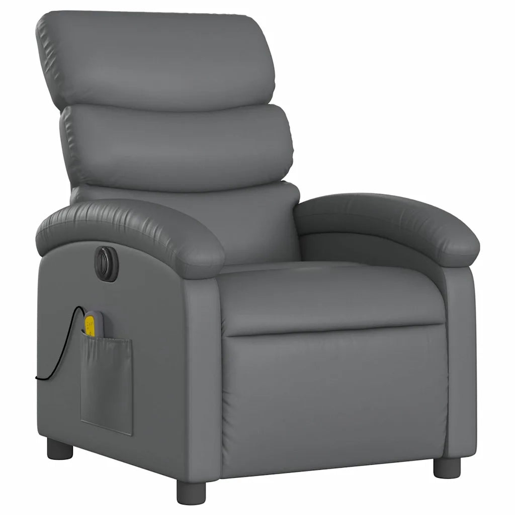 Poltrona Massaggiante Elettrica Reclinabile Grigio Similpelle 3204036