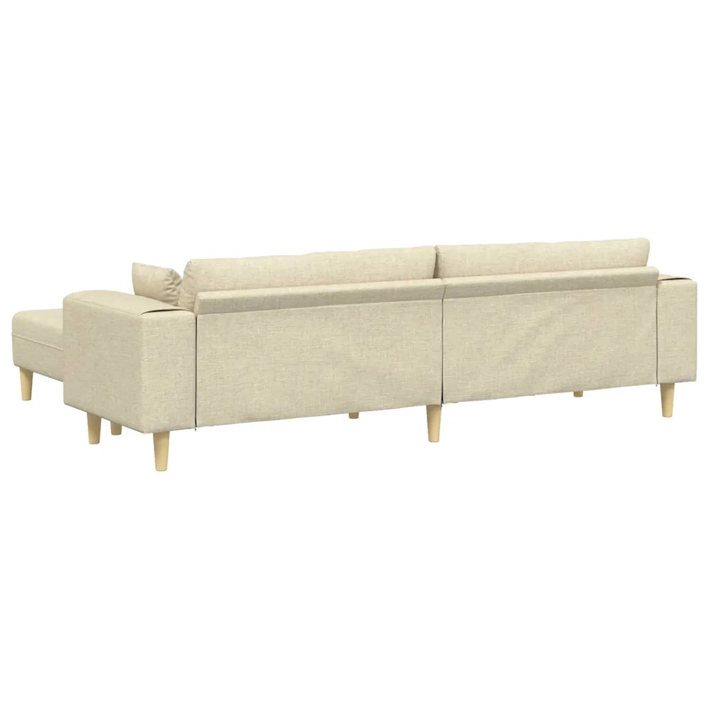 Divano in tessuto con cuscino 3 pcs Crema 208 cm Tessuto