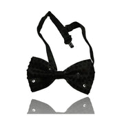 Trade Shop - Papillon Paillettes Nero Teatro Paillette Raso Cravattino Farfallino Cravatta -