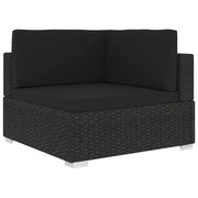 Poltrona Modulare ad Angolo 1 pz con Cuscini in Polyrattan Nero cod mxl 70067