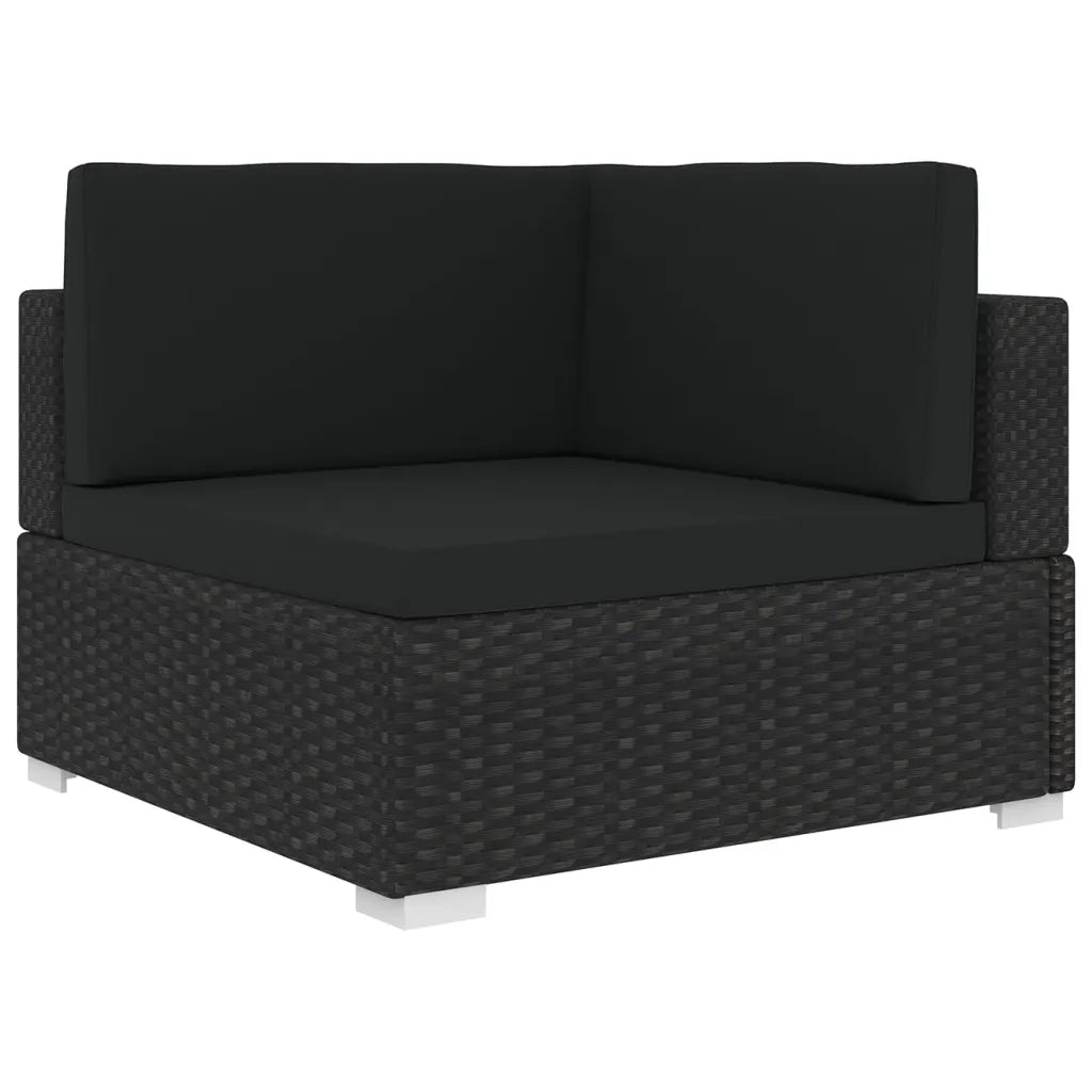 Poltrona Modulare ad Angolo 1 pz con Cuscini in Polyrattan Nero cod mxl 70067