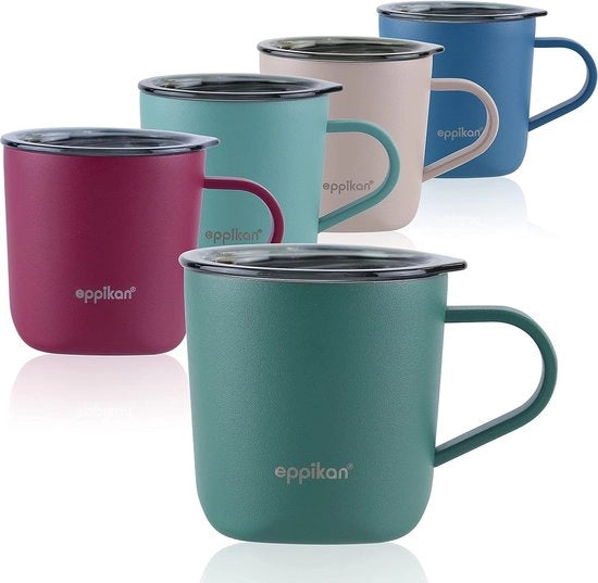 Tazza termica in acciaio inossidabile, tazza isolante, tazza per caffè, tazza per bevande, termos tazza 220 ml, con coperchio, per caffè e tè (verde vintage, 220 ml)