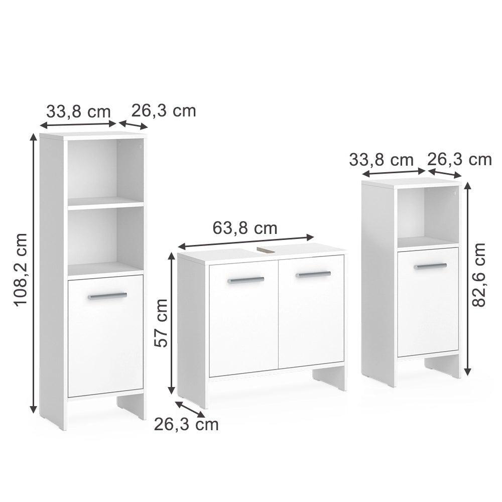 Vicco Set di mobili da bagno Bianco 3 pezzi