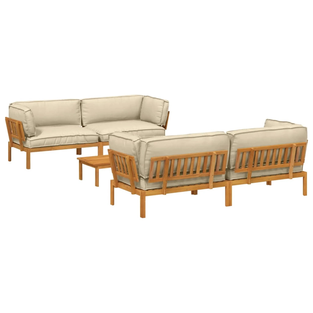 Set di divani con cuscino 5 pcs Beige Legno di Acacia Massello 3418637