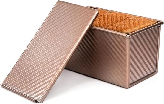 Forma per il forno con coperchio - Antiaderente - 1 pezzo - Champagne - Acciaio di carbonio - 21 x 11,5 x 11 cm