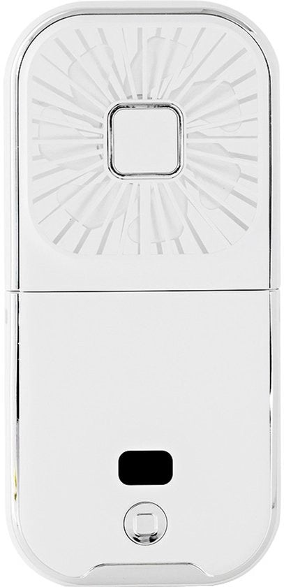 Ventilatore portatile, alimentazione via USB, tre velocità, adatto per uso domestico e viaggi. Compatto e pratico, bianco.