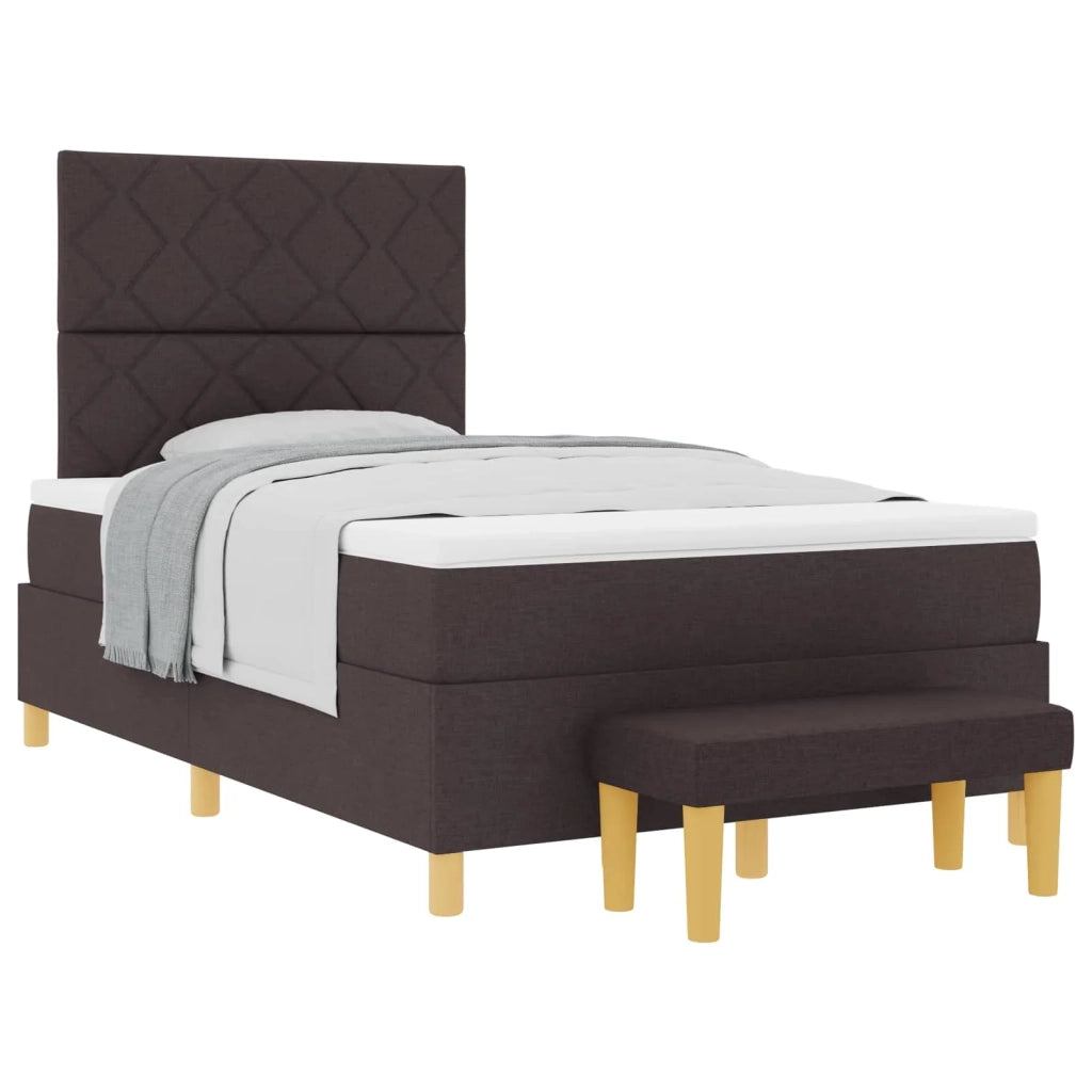 Letto a molle con materasso Marrone scuro 120 x 200 cm Tessuto