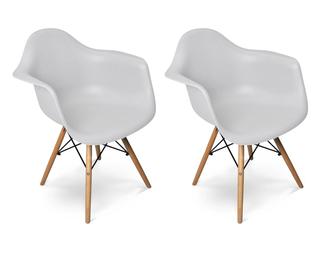 Sedia in plastica grigia, poltrona con piedi in legno (2 pz) - SD01DAPL