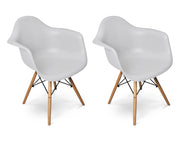 Sedia in plastica grigia, poltrona con piedi in legno (2 pz) - SD01DAPL
