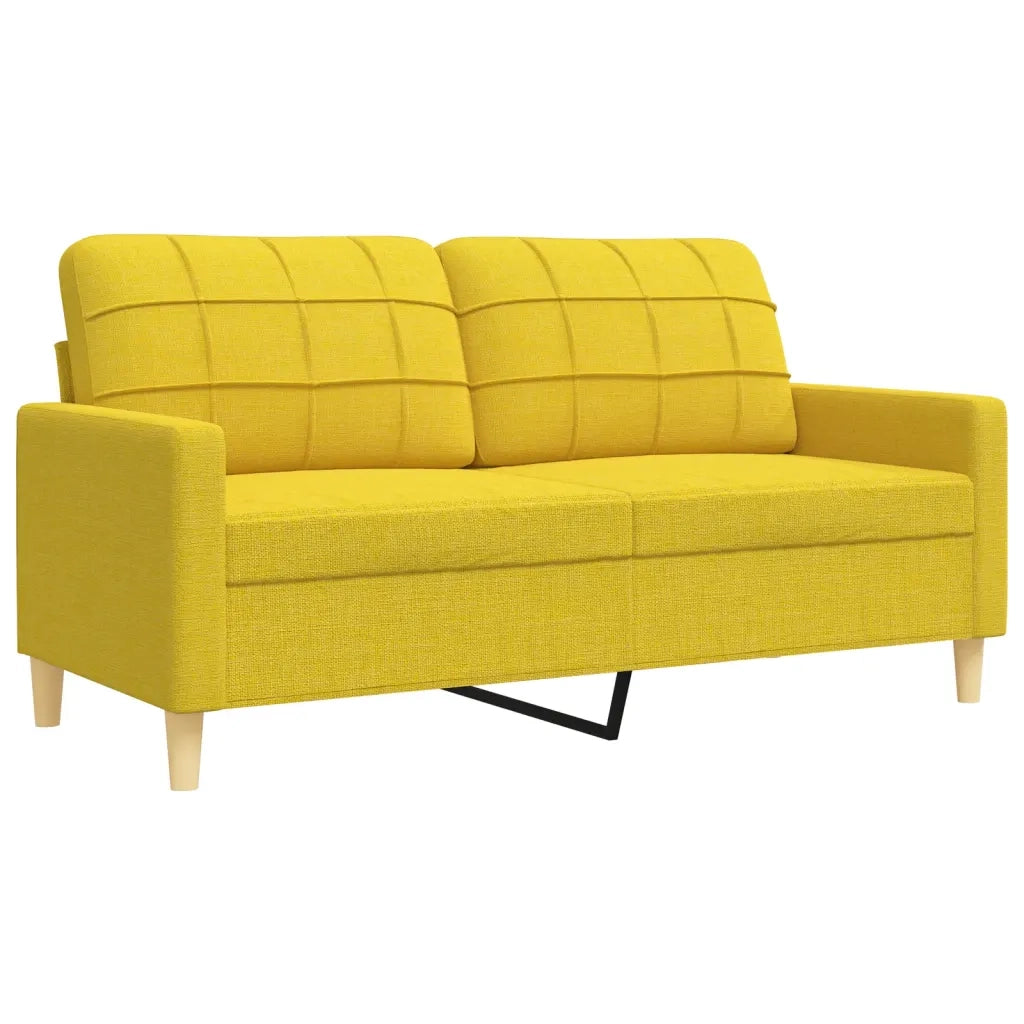 Set di Divani 3 pz con Poggiapiedi Giallo Chiaro in Tessuto 3278308