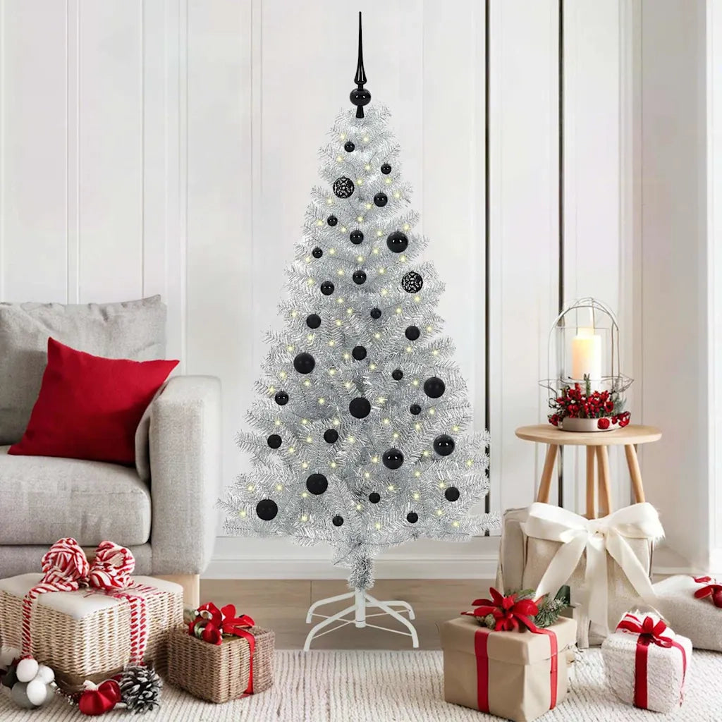 Albero di Natale con 150 LED con supporto Argento 150 cm PET 3396662