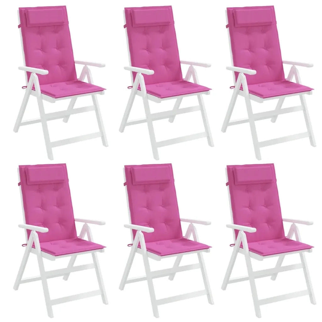 Cuscini per Sedia con Schienale Alto 6pz Rosa in Tessuto Oxford