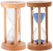 Timer a sabbia 2 pezzi, 5 minuti, in legno, 9 cm x 5 cm, decorativo