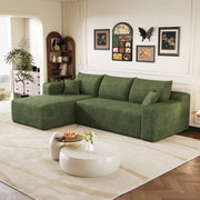 Divano angolare in tessuto con schiuma elastica e linee fluide senza montaggio verde 241 × 151 × 58 cm