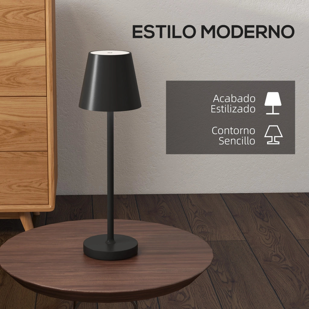 Lampada da Comodino LED Ricaricabile ¨C Zephmum ¨C Nero ?11,2x36,5 cm
